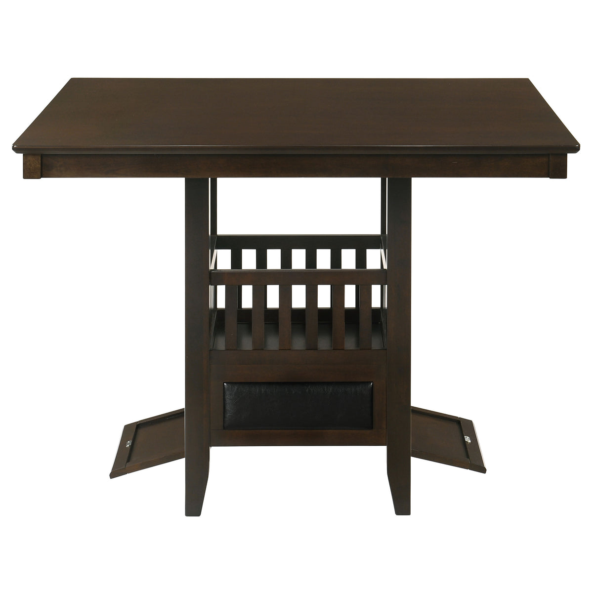 Jaden 47" Square Counter Height Dining Table & Set - Espresso with Wine Storage Base & Leatherette Chairs – view 9