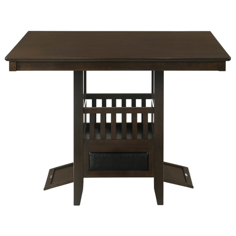 Jaden 47" Square Counter Height Dining Table & Set - Espresso with Wine Storage Base & Leatherette Chairs – view 9