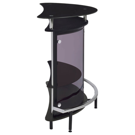 Amarillo Freestanding Home Bar with Glass Top & Stemware Rack - Curved Black with Smoked Acrylic Panels – view 10