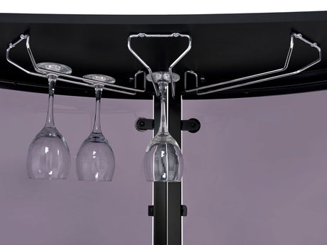 Amarillo Freestanding Home Bar with Glass Top & Stemware Rack - Curved Black with Smoked Acrylic Panels – view 11