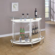 Amarillo Curved Home Bar with Glass Top & Wine Glass Rack - Contemporary White with Chrome Accents – view 1