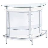 Amarillo Curved Home Bar with Glass Top & Wine Glass Rack