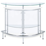Amarillo Curved Home Bar with Glass Top & Wine Glass Rack - Contemporary White with Chrome Accents – view 4