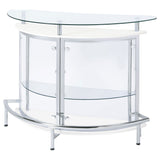 Amarillo Curved Home Bar with Glass Top & Wine Glass Rack - Contemporary White with Chrome Accents – view 5