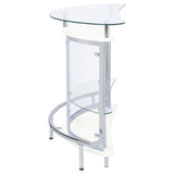 Amarillo Curved Home Bar with Glass Top & Wine Glass Rack - Contemporary White with Chrome Accents – view 6