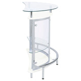 Amarillo Curved Home Bar with Glass Top & Wine Glass Rack - Contemporary White with Chrome Accents – view 10