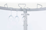 Amarillo Curved Home Bar with Glass Top & Wine Glass Rack - Contemporary White with Chrome Accents – view 11