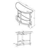 Amarillo Curved Home Bar with Glass Top & Wine Glass Rack - Contemporary White with Chrome Accents – view 13