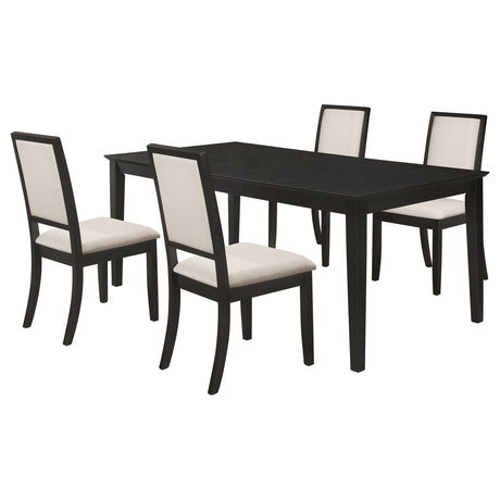 Louise Extension Leaf Dining Table & Sets - Distressed Black with Cream Chenille Side Chairs – view 11