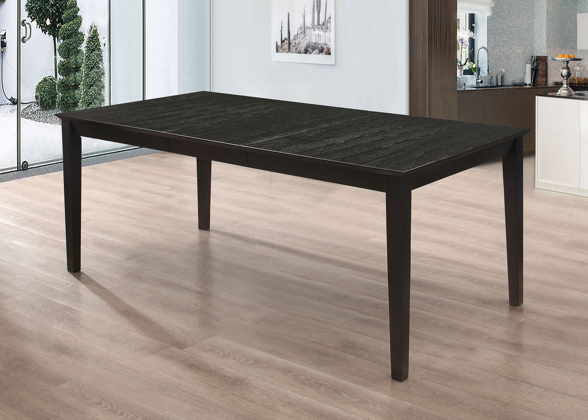 Louise Extension Leaf Dining Table & Sets - Distressed Black with Cream Chenille Side Chairs – view 1