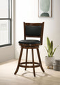 Broxton Swivel Counter or Bar Stools - Black Leatherette Seat & Curved Back on Chestnut Wood, Set of 2 – view 1