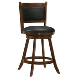 Broxton Swivel Counter or Bar Stools - Black Leatherette Seat & Curved Back on Chestnut Wood, Set of 2 – view 5