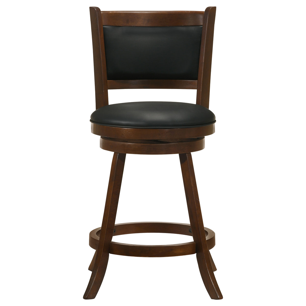 Broxton Swivel Counter or Bar Stools - Black Leatherette Seat & Curved Back on Chestnut Wood, Set of 2 – view 6