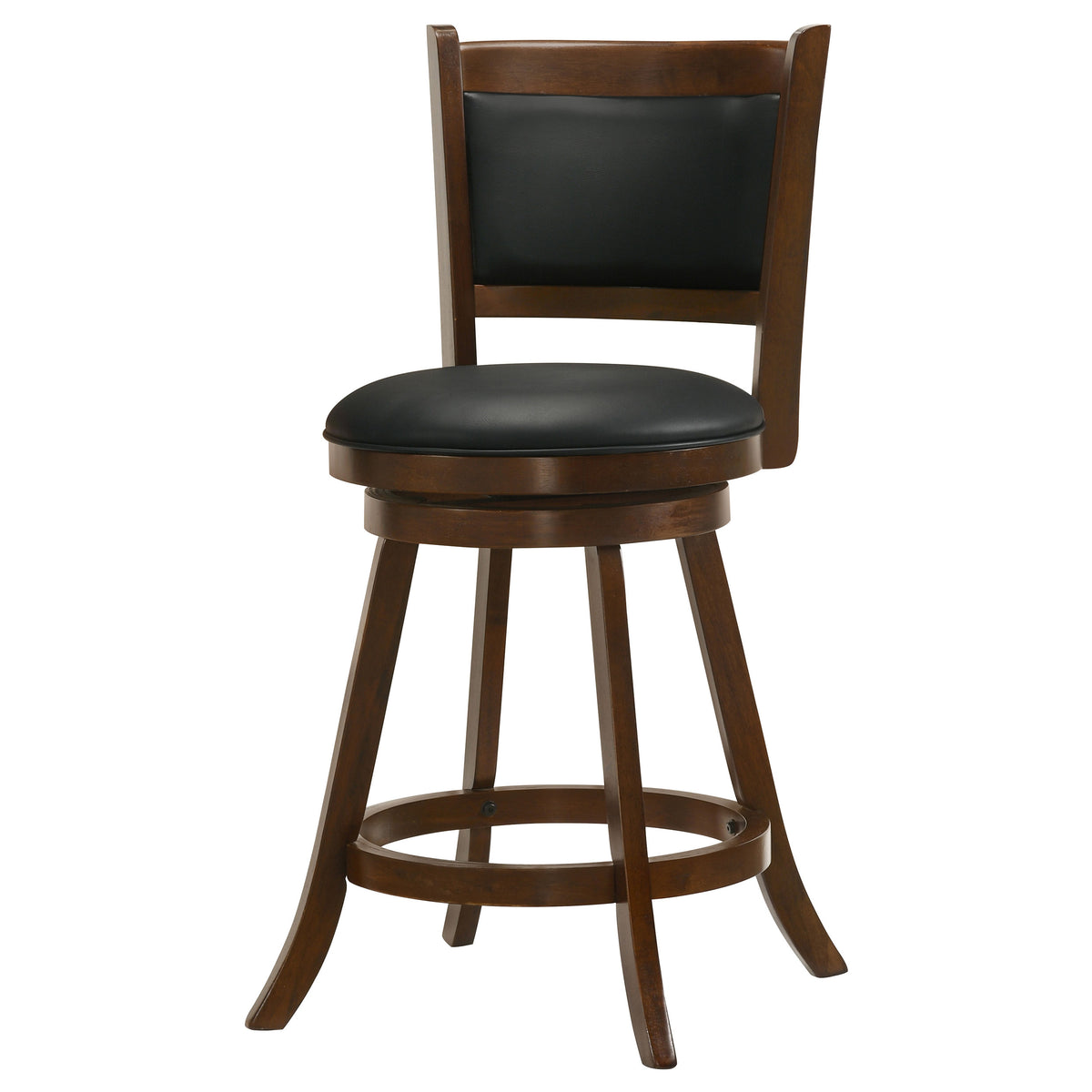 Broxton Swivel Counter or Bar Stools - Black Leatherette Seat & Curved Back on Chestnut Wood, Set of 2 – view 7