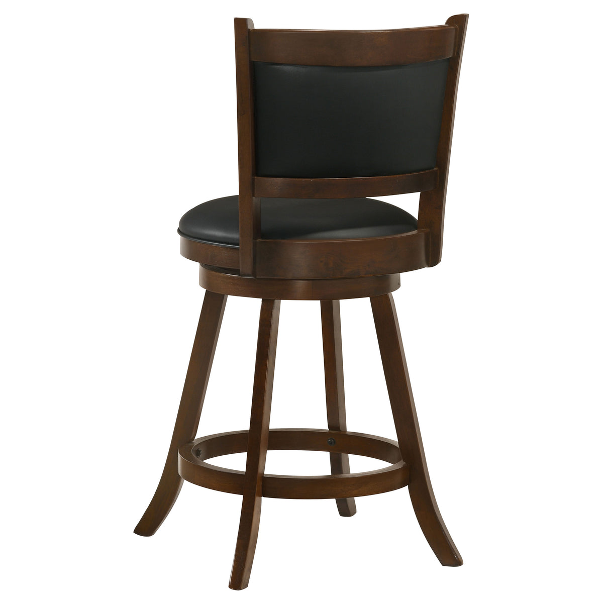Broxton Swivel Counter or Bar Stools - Black Leatherette Seat & Curved Back on Chestnut Wood, Set of 2 – view 9