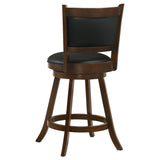 Broxton Swivel Counter or Bar Stools - Black Leatherette Seat & Curved Back on Chestnut Wood, Set of 2 – view 9