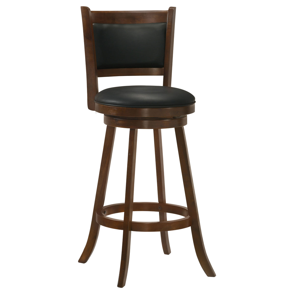 Broxton Swivel Counter or Bar Stools - Black Leatherette Seat & Curved Back on Chestnut Wood, Set of 2 – view 16