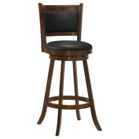 Broxton Swivel Counter or Bar Stools - Black Leatherette Seat & Curved Back on Chestnut Wood, Set of 2 – view 16