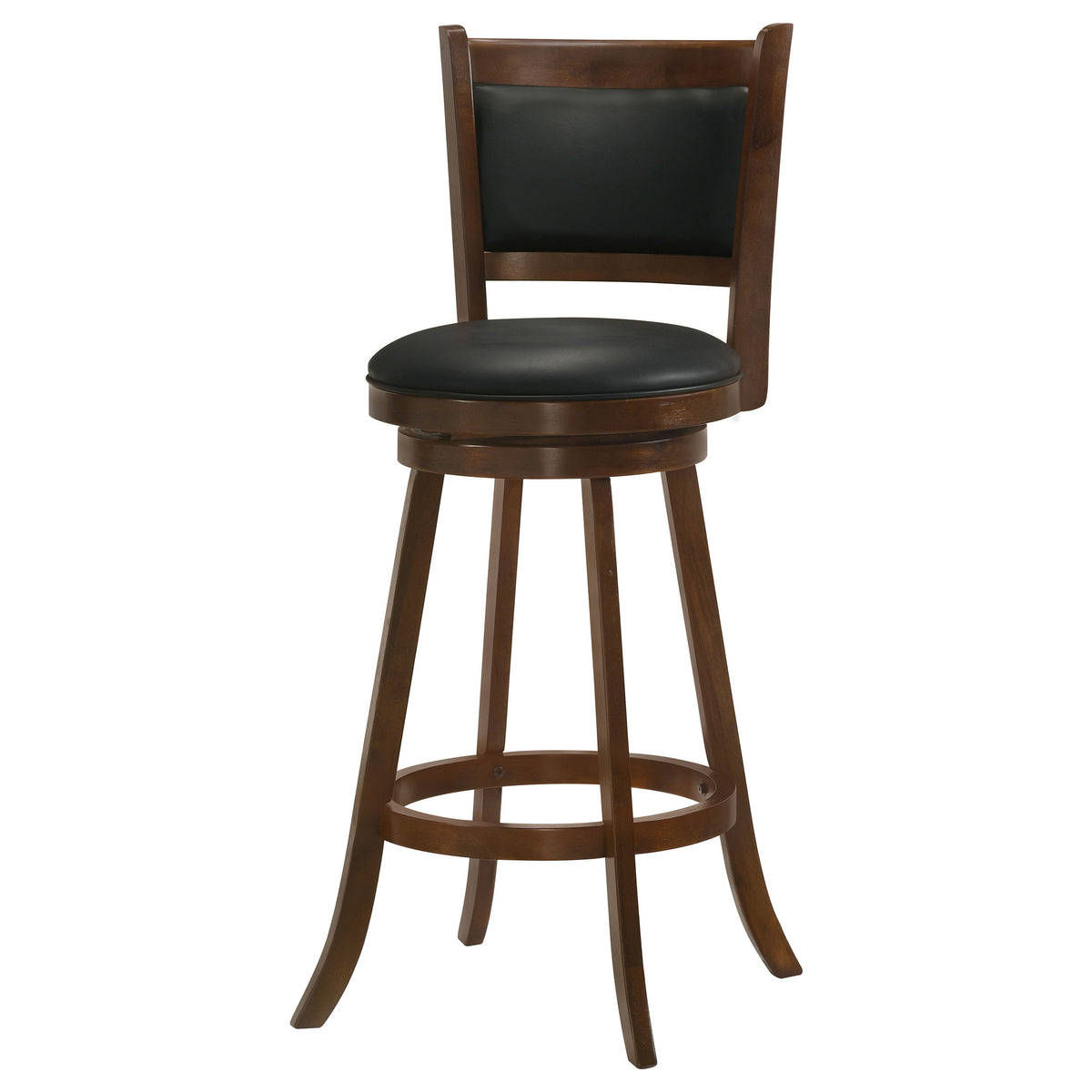 Broxton Swivel Counter or Bar Stools - Black Leatherette Seat & Curved Back on Chestnut Wood, Set of 2 – view 18