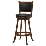 Broxton Swivel Counter or Bar Stools - Black Leatherette Seat & Curved Back on Chestnut Wood, Set of 2 – view 18