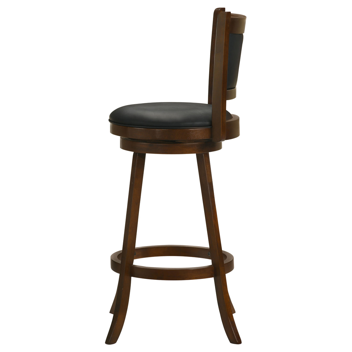 Broxton Swivel Counter or Bar Stools - Black Leatherette Seat & Curved Back on Chestnut Wood, Set of 2 – view 19