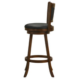 Broxton Swivel Counter or Bar Stools - Black Leatherette Seat & Curved Back on Chestnut Wood, Set of 2 – view 19