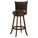 Broxton Swivel Counter or Bar Stools - Black Leatherette Seat & Curved Back on Chestnut Wood, Set of 2 – view 20