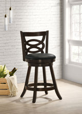 Calecita Open-Back Swivel Counter or Bar Stools, Set of 2 - Cappuccino Wood & Black Leatherette – view 1