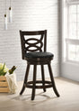 Calecita Open-Back Swivel Counter or Bar Stools, Set of 2 - Cappuccino Wood & Black Leatherette – view 1