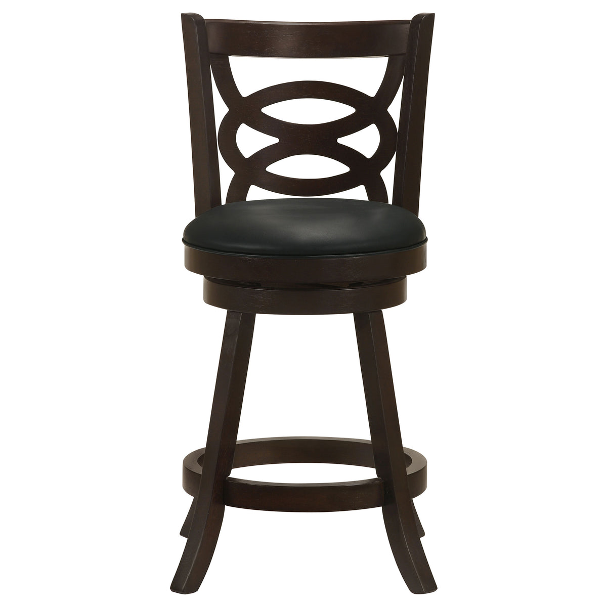 Calecita Open-Back Swivel Counter or Bar Stools, Set of 2 - Cappuccino Wood & Black Leatherette – view 5