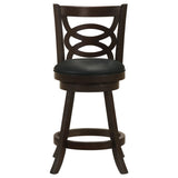 Calecita Open-Back Swivel Counter or Bar Stools, Set of 2 - Cappuccino Wood & Black Leatherette – view 5