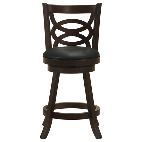 Calecita Open-Back Swivel Counter or Bar Stools, Set of 2 - Cappuccino Wood & Black Leatherette – view 5