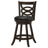 Calecita Open-Back Swivel Counter or Bar Stools, Set of 2 - Cappuccino Wood & Black Leatherette – view 6