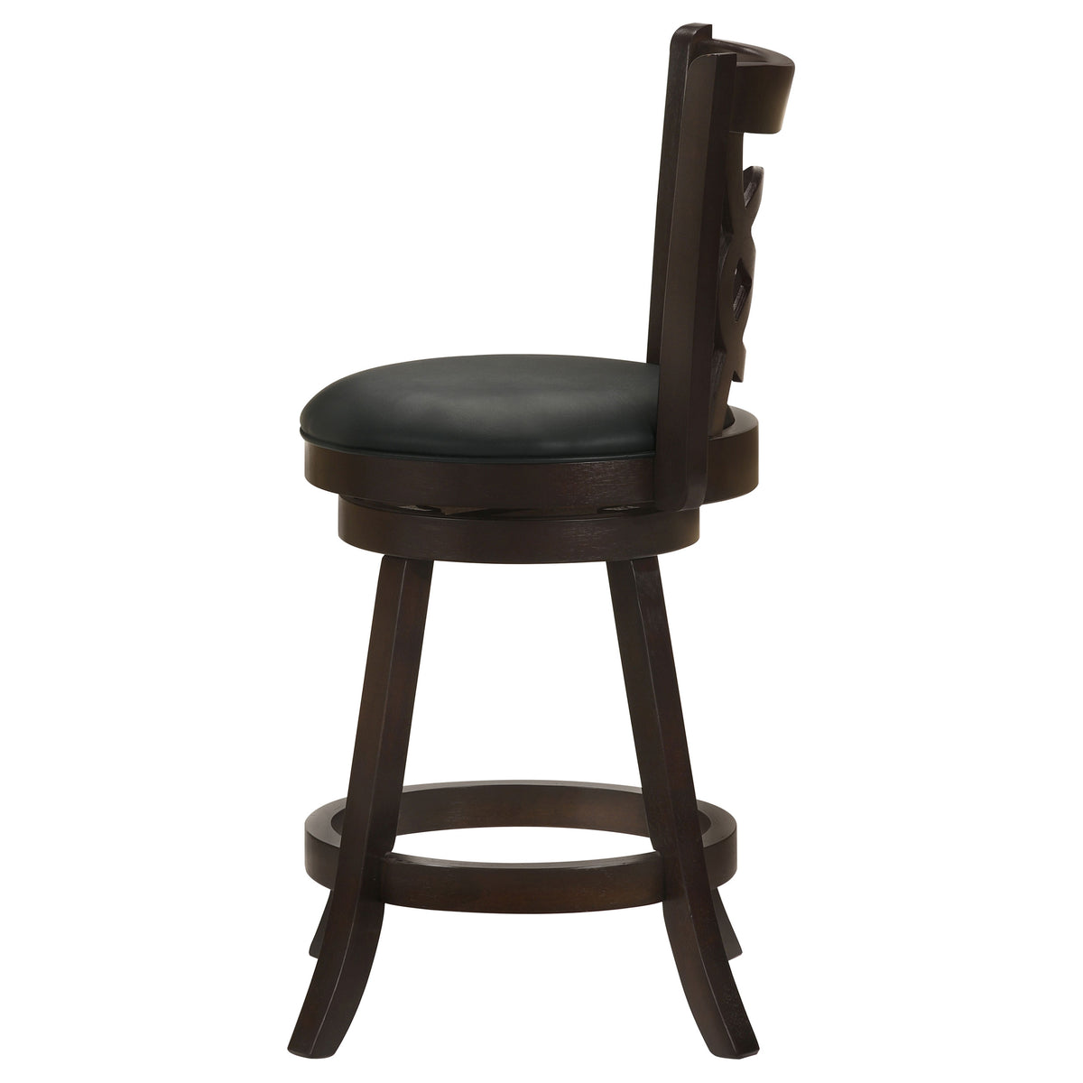 Calecita Open-Back Swivel Counter or Bar Stools, Set of 2 - Cappuccino Wood & Black Leatherette – view 7