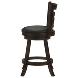 Calecita Open-Back Swivel Counter or Bar Stools, Set of 2 - Cappuccino Wood & Black Leatherette – view 7