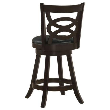 Calecita Open-Back Swivel Counter or Bar Stools, Set of 2 - Cappuccino Wood & Black Leatherette – view 8