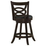 Calecita Open-Back Swivel Counter or Bar Stools, Set of 2 - Cappuccino Wood & Black Leatherette – view 9