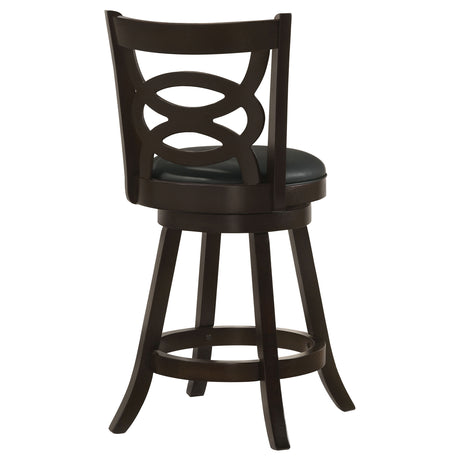 Calecita Open-Back Swivel Counter or Bar Stools, Set of 2 - Cappuccino Wood & Black Leatherette – view 9