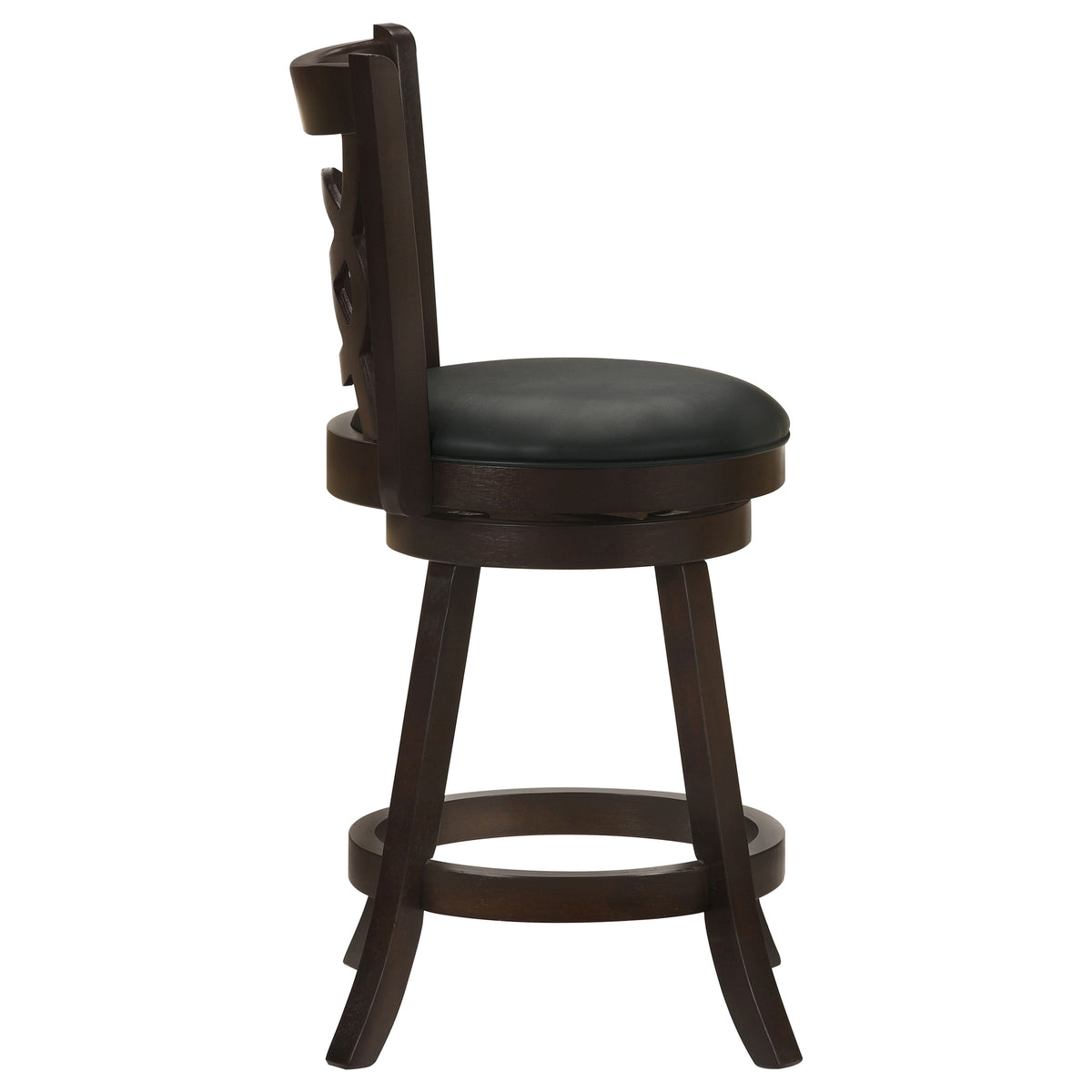 Calecita Open-Back Swivel Counter or Bar Stools, Set of 2 - Cappuccino Wood & Black Leatherette – view 10