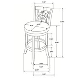 Calecita Open-Back Swivel Counter or Bar Stools, Set of 2 - Cappuccino Wood & Black Leatherette – view 14