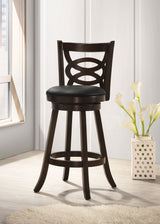 Calecita Open-Back Swivel Counter or Bar Stools, Set of 2 - Cappuccino Wood & Black Leatherette – view 15