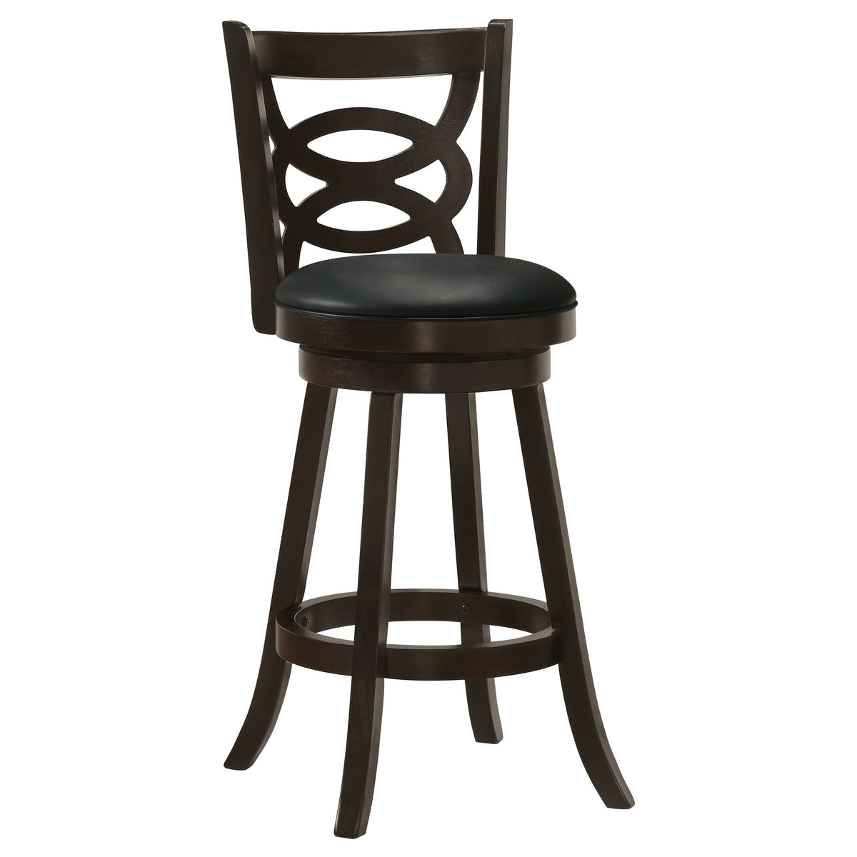 Calecita Open-Back Swivel Counter or Bar Stools, Set of 2 - Cappuccino Wood & Black Leatherette – view 16
