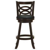 Calecita Open-Back Swivel Counter or Bar Stools, Set of 2 - Cappuccino Wood & Black Leatherette – view 17