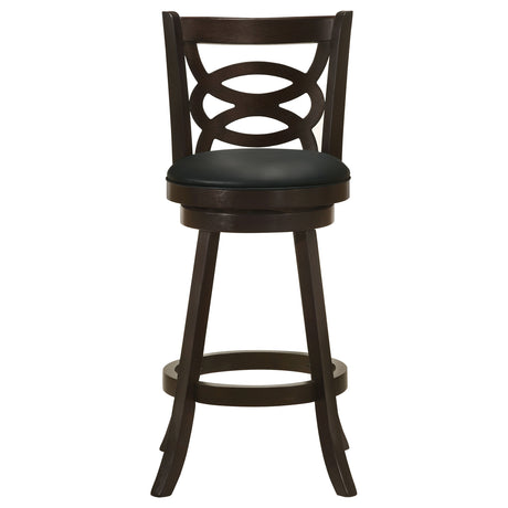 Calecita Open-Back Swivel Counter or Bar Stools, Set of 2 - Cappuccino Wood & Black Leatherette – view 17