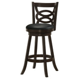 Calecita Open-Back Swivel Counter or Bar Stools, Set of 2 - Cappuccino Wood & Black Leatherette – view 18