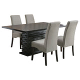 Stanton Dining Collection - 66" Black Pedestal Table, Grey Velvet Chairs & Wave-Front Sideboard – view 12