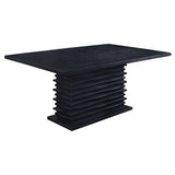 Stanton Dining Collection - 66" Black Pedestal Table, Grey Velvet Chairs & Wave-Front Sideboard – view 20