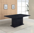 Stanton Dining Collection - 66" Black Pedestal Table, Grey Velvet Chairs & Wave-Front Sideboard – view 1