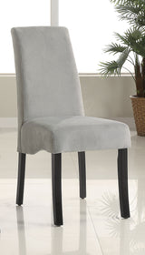 Stanton Dining Collection - 66" Black Pedestal Table, Grey Velvet Chairs & Wave-Front Sideboard - lifestyle