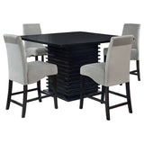 Stanton Square Counter Height Dining Table & Sets - Wave Pedestal Base in Black with Grey Velvet Chairs – view 13